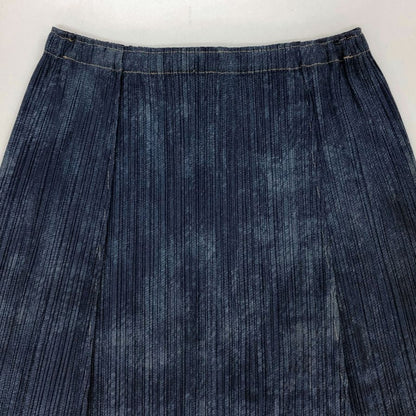 プリーツプリーズ イッセイミヤケ フレアロングスカート デニム転写 ネイビー レディース サイズ4 PP53-JG516 PLEATS PLEASE ISSEY MIYAKE【AFB1】