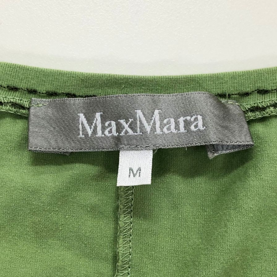 美品◆マックスマーラ 半袖トップス トップス Tシャツ 襟元ステッチ レディース サイズM グリーン MaxMara 【AFB5】