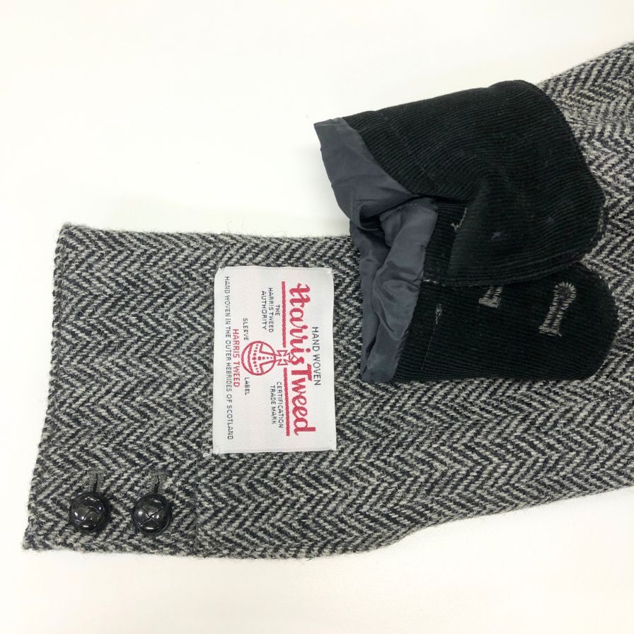 新品同様◆コレクティブ ハリスツイード テーラードジャケット ツイード ウール ヘリンボーン グレー メンズ サイズ2 Collective Harris Tweed 【AFA14】