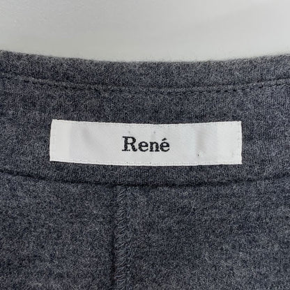 美品◆ルネ ワンピース ウール アンゴラ 長袖 フリル ジップ 膝丈 グレー レディース サイズ38 Rene 【AFB27】