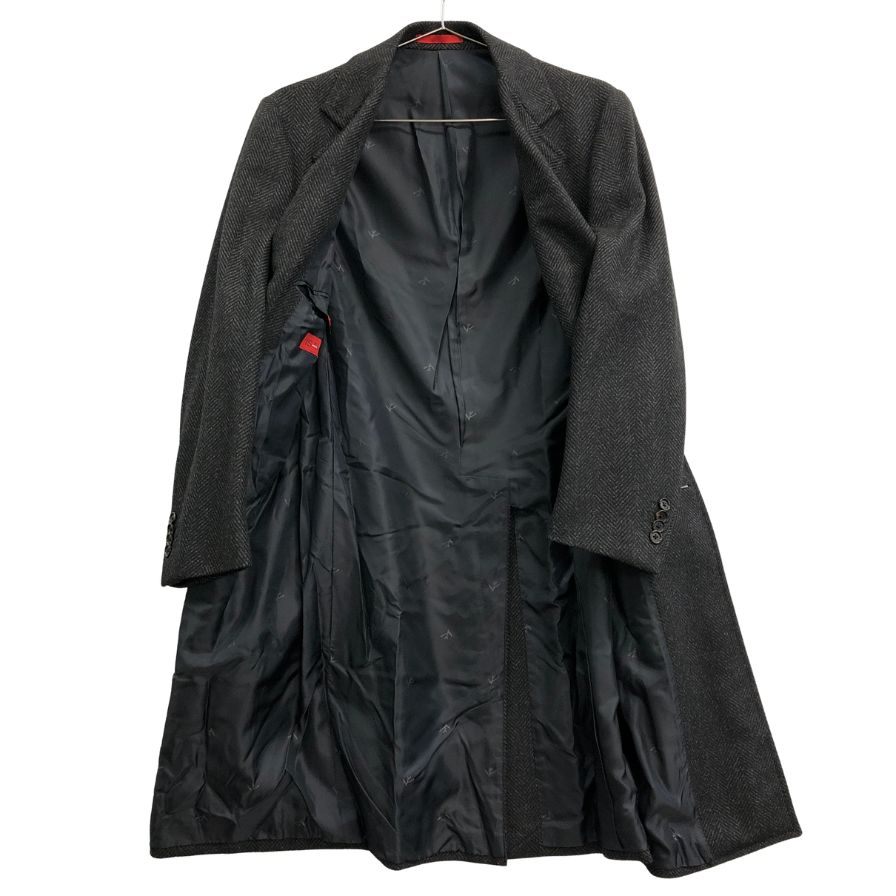 美品◆イザイア チェスター コート ウール 3B メンズ サイズ 44 ネイビー ISAIA 【AFA9】