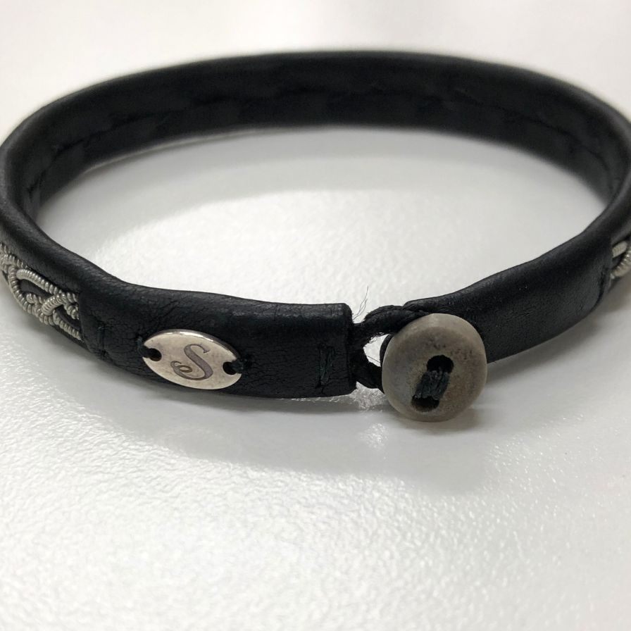 サーミクラフト レザー ブレスレッド シルバー ブラック メンズ Saami