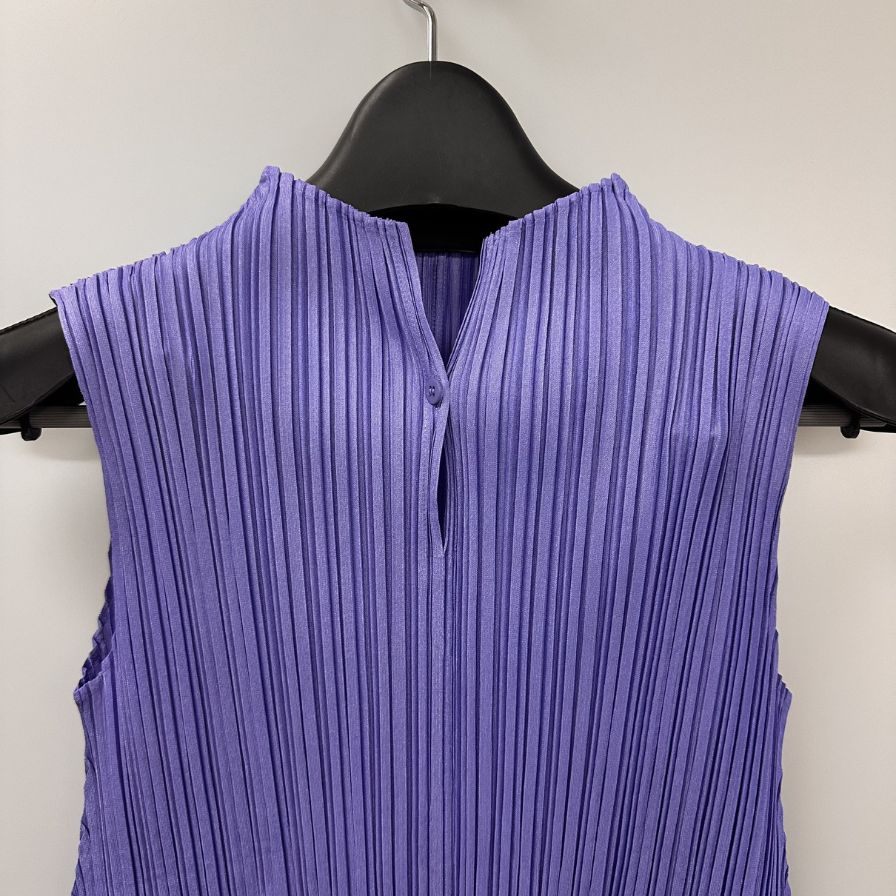 美品◆プリーツプリーズ ノースリーブ カットソー レディース パープル サイズ3 PP53-JK281 PLEATS PLEASE ISSEY MIYAKE 【AFB27】