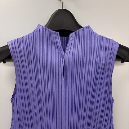 美品◆プリーツプリーズ ノースリーブ カットソー レディース パープル サイズ3 PP53-JK281 PLEATS PLEASE ISSEY MIYAKE 【AFB27】