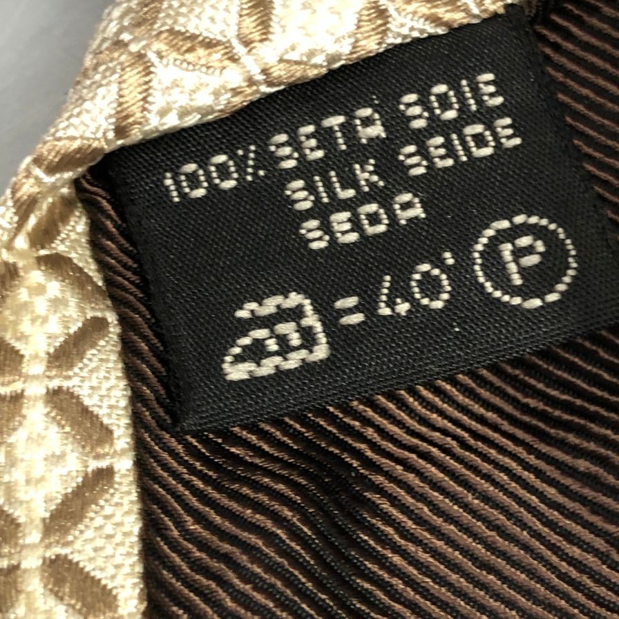 エルメネジルド ゼニア ネクタイ 100%シルク ベージュ系総柄  Ermenegildo Zegna【AFB50】