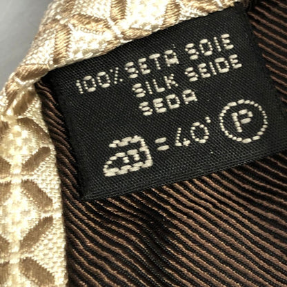 エルメネジルド ゼニア ネクタイ 100%シルク ベージュ系総柄  Ermenegildo Zegna【AFB50】