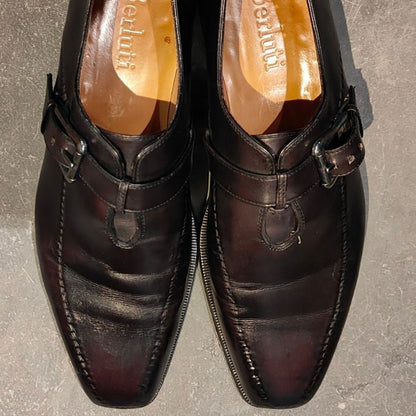 ベルルッティ シングルモンク パティーヌ カーフ メンズ パープル系 サイズUK7 Berluti ビジネスシューズ 約26.0cm【LA】【中古】