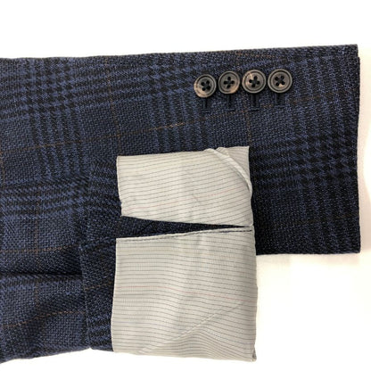 中古◆スーツセレクト リネン テーラードジャケット JSJ1950 ネイビー サイズA5 メンズ チェック コットン SUIT SELECT 【AFB33】
