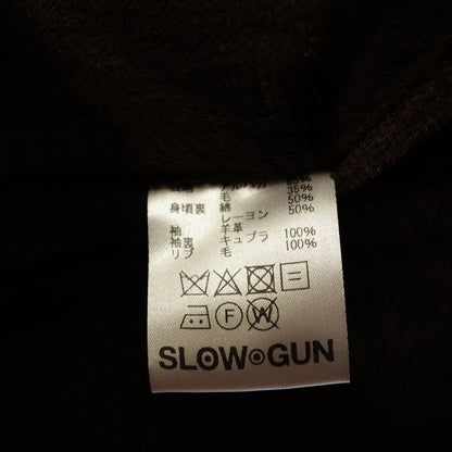 Good condition ◆ SLOWGUN Stadium Jumper Alpaca Wool Shaggy Lamb Leather Men's Black Size 1 SLOWGUN [AFG1] 