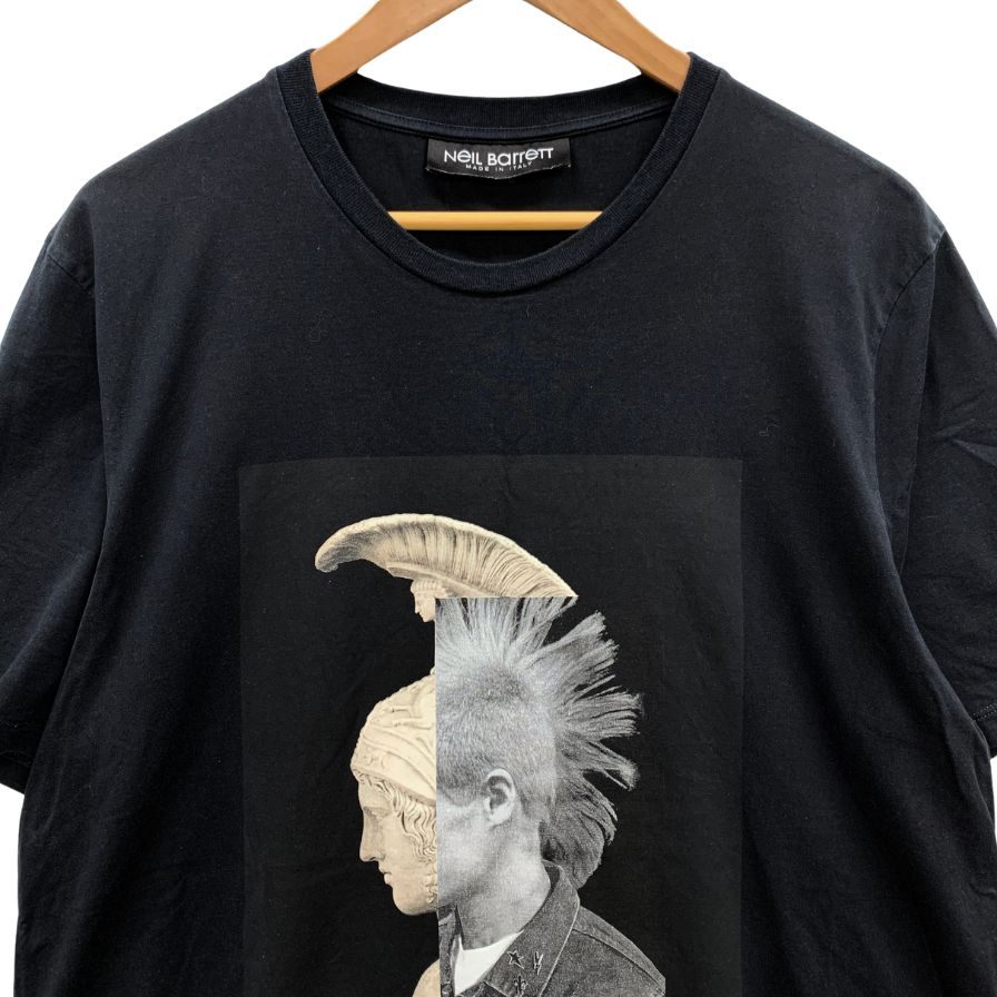美品◆ニールバレット Tシャツ 20AW Hybrid Mohawk God TEE PBJT793B-P508S メンズ サイズXL ブラック Neil Barrett 【AFB15】