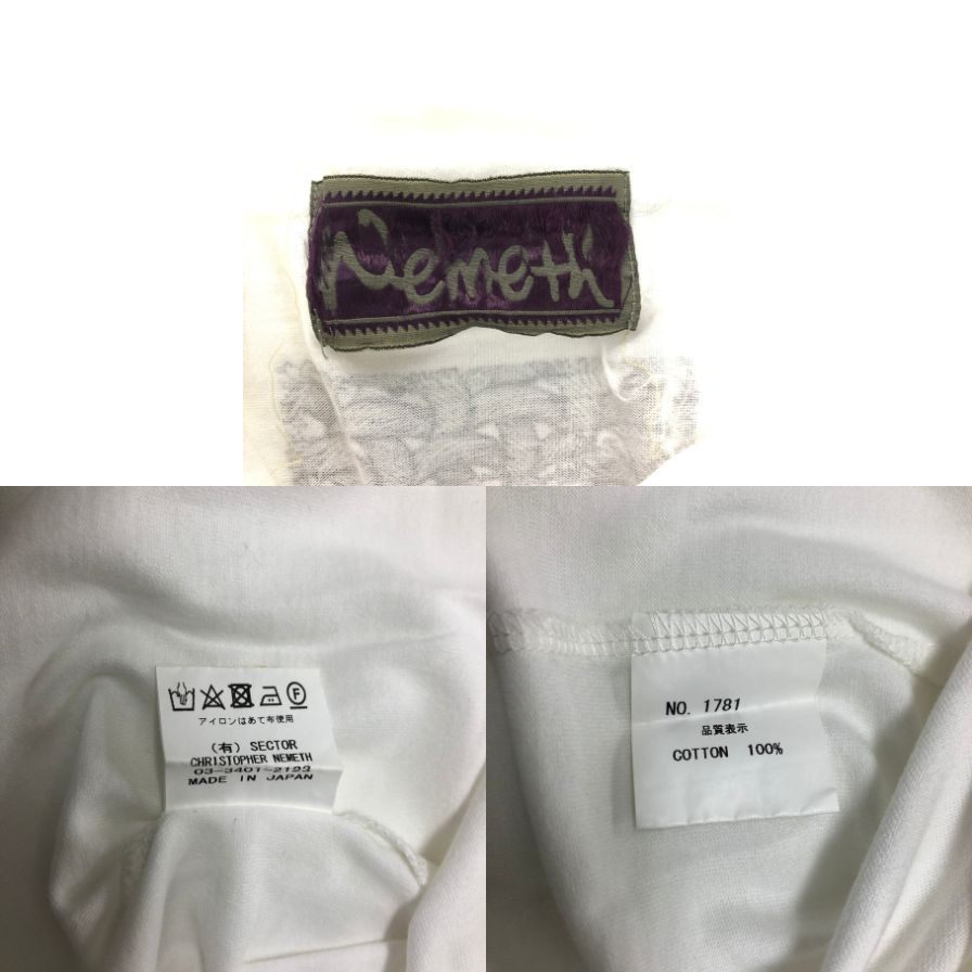 中古◆ネメス Tシャツ フロントプリント ホワイト サイズタグ欠損 メンズ NEMETH 【AFB43】