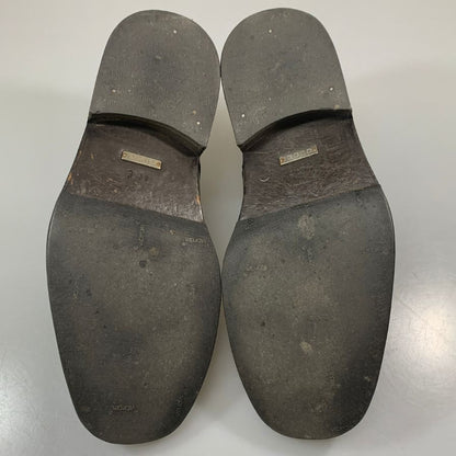 グッチ レザーシューズ 5245 ダブルモンク パンチドキャップトゥ ガラスレザー ブラック サイズ41.5E メンズ GUCCI 約26.5cm【AFC44-2】