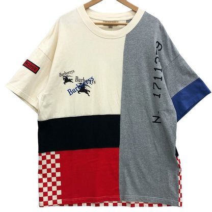 中古◆バーバリー Tシャツ パネルデザイン サイズXL メンズ 総柄 Burberry 【AFB8】