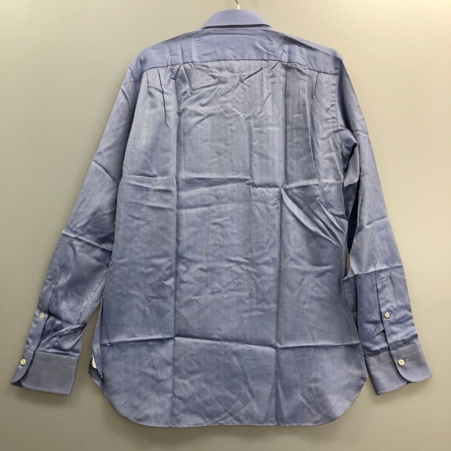 新品同様◆エルメネジルドゼニア 長袖ドレスシャツ ブルー サイズ39/15.5 メンズ Ermenegildo Zegna 【AFB34】