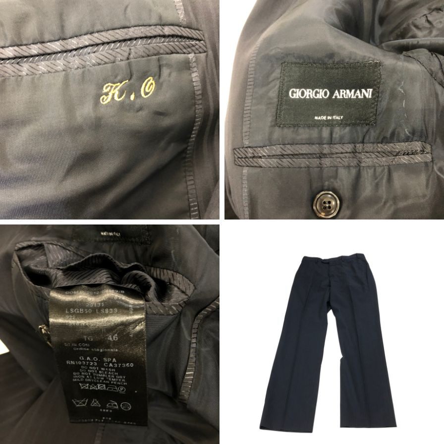 ジョルジオアルマーニ スーツ セットアップ シングル 2B ストライプ ネイビー メンズ サイズ46 GIORGIO ARMANI【AFB48】