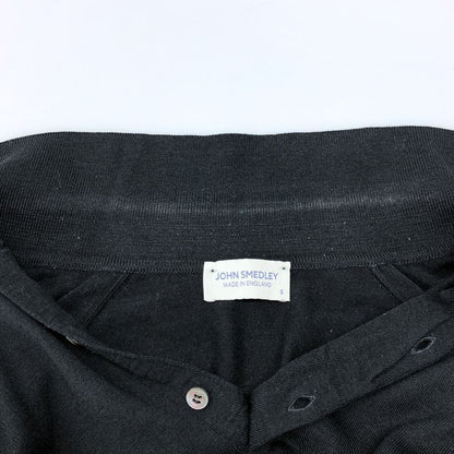 美品◆ジョンスメドレー ポロシャツ 長袖 毛 リブ メンズ サイズS ブラック JohnSmedley 【AFB13】