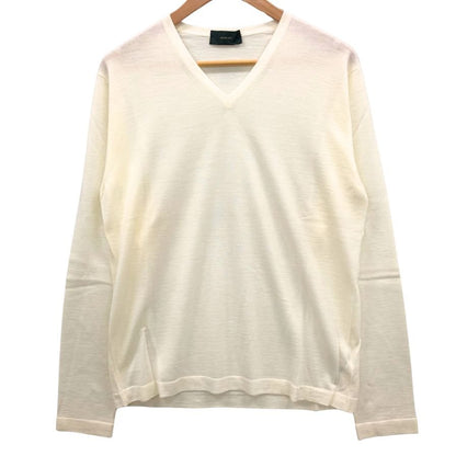 美品◆ザノーネ  Vネック ニット ウール アイボリー サイズ48 メンズ ZANONE 【AFB7】