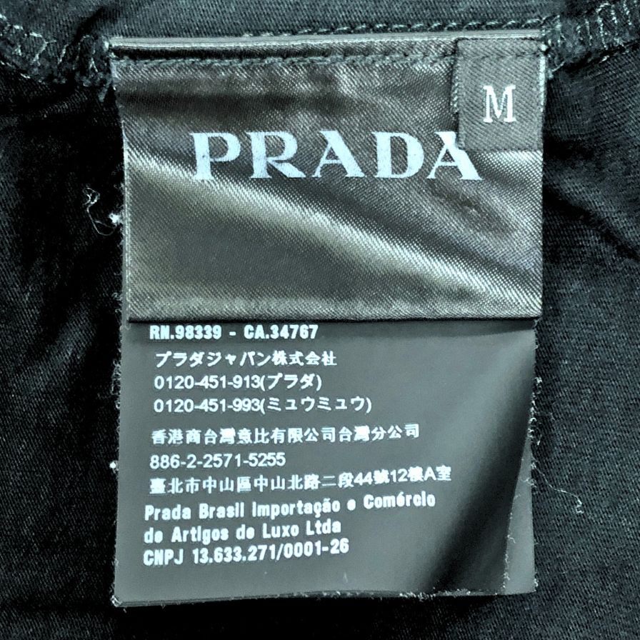 美品◆プラダ Tシャツ 胸元ワンポイント ロゴ 刺繍 メンズ サイズM ブラック PRADA 【AFB11】
