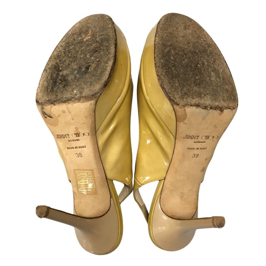 ジミーチュウ ハイヒール ストラップ イエロー サイズ38 JIMMY CHOO 約24.0cm【AFC30】