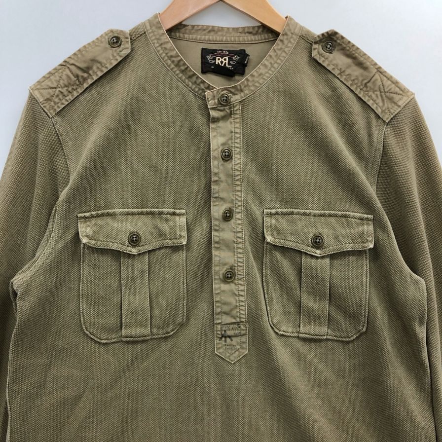 ダブルアールエル ヘンリーネックシャツ サーマル 1つ星タグ カーキ メンズ サイズS RRL RALPH LAUREN【LA】