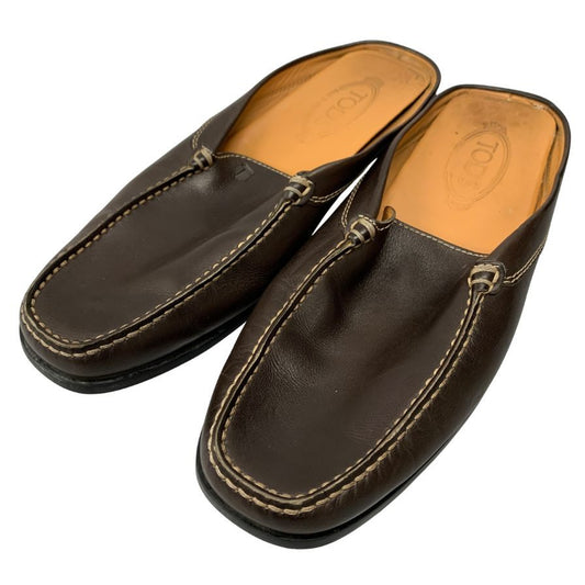 トッズ サボ レザーサンダル ブラウン サイズ8.5 TODS 約26.5cm【AFC36】