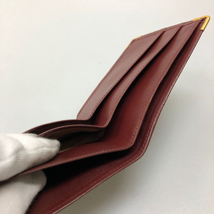 カルティエ マストライン レザー 札入れ 二つ折り財布 ウォレット ボルドー Cartier【AFI19】