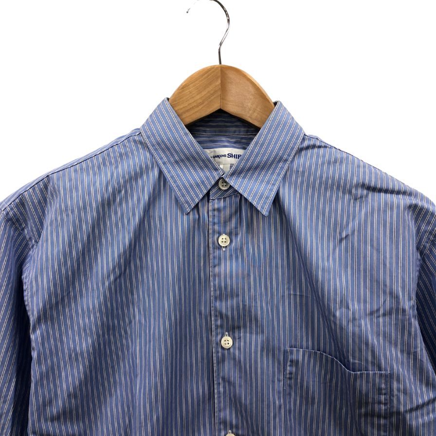 美品◆コムデギャルソン シャツ シャツ フォーエバー 長袖 ストライプ コットン サイズS メンズ ブルー COMME des GARCONS SHIRT 【AFB47】