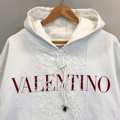 中古◆ヴァレンティノ パーカー レース 装飾 プリント 切替 WB3MF10S6FU ホワイト レディース サイズXS VALENTINO 【AFB2】