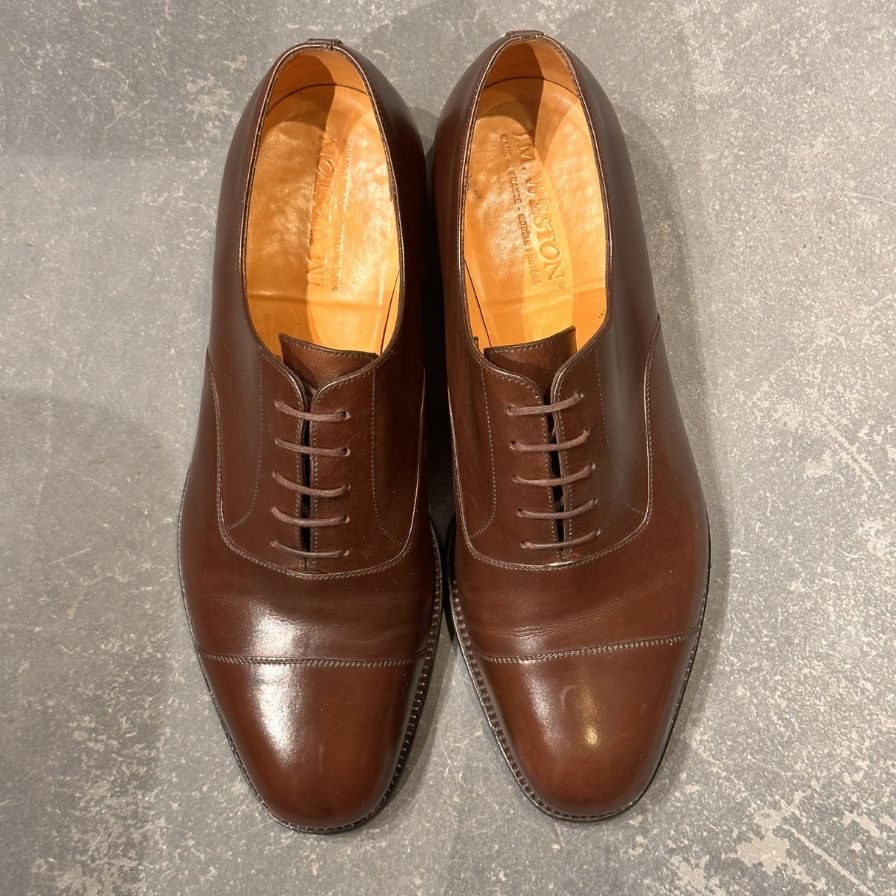 ジェイエムウエストン レザーシューズ ストレートチップ 300 カーフ ブラウン サイズ9E  J.M.WESTON ビジネスシューズ 約27.5cm【LA】【中古】