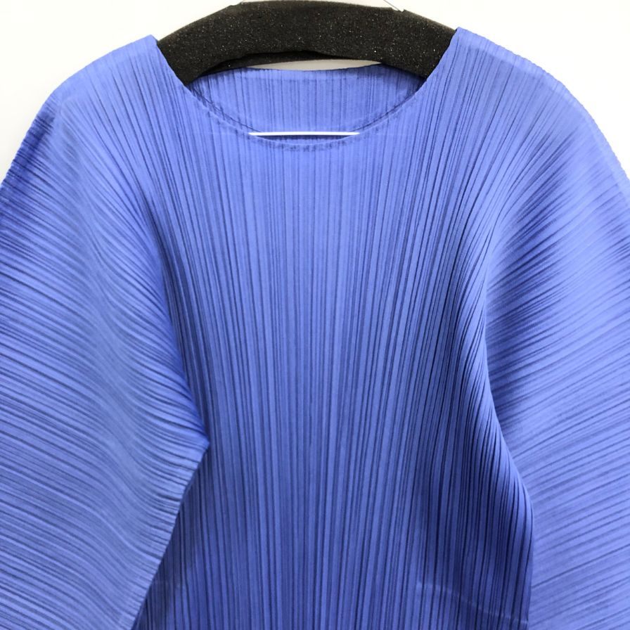 極美品◆プリーツプリーズ ワンピース PP61JH434 イッセイミヤケ ポリエステル ブルー サイズ5 レディース PLEATS PLEASE 【AFB46】