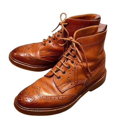 トリッカーズ カントリーブーツ SHIPS別注 2508 ウィングチップ カーフ レザー メンズ サイズ UK8 ブラウン Tricker’ｓ ブーツ 約26.5cm【LA】【中古】