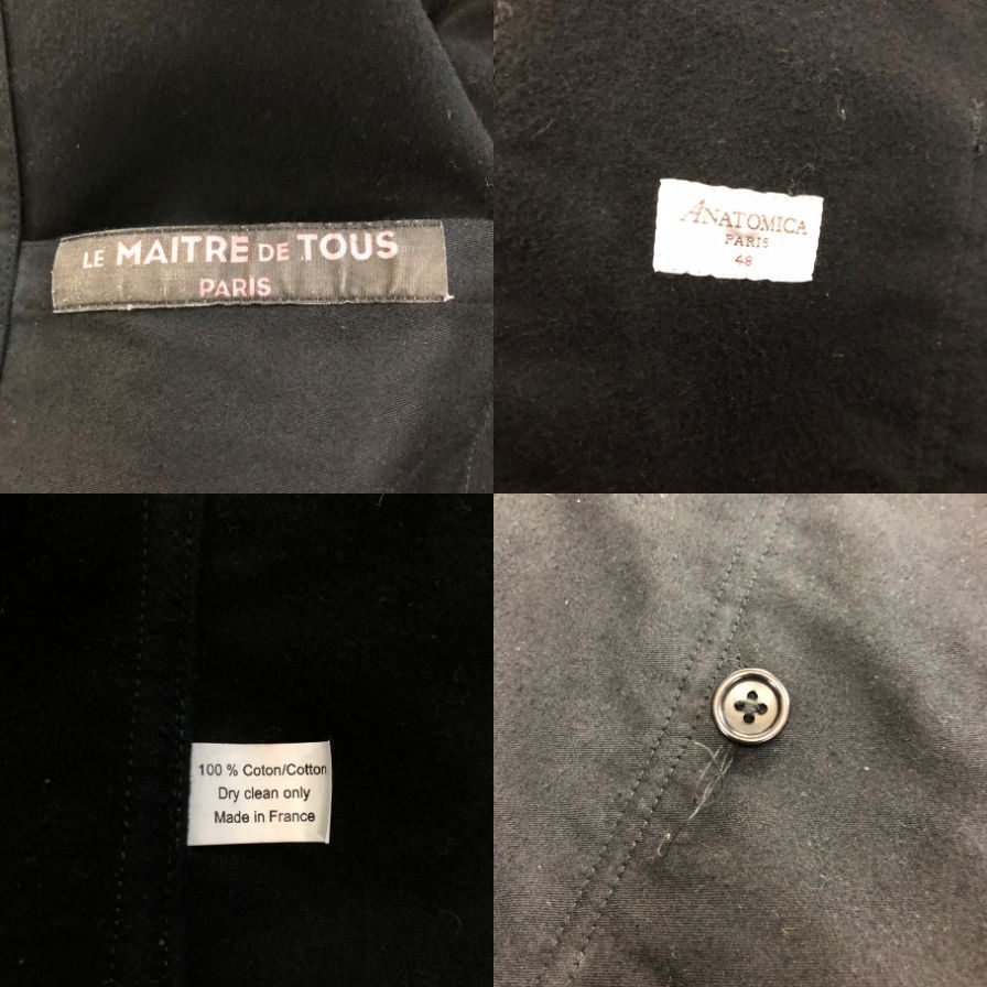 美品◆アナトミカ ル メートル ド トゥース コットン リファー ダブル ジャケット  メンズ サイズ 48 ブラック  ANATOMICA LE MAÎTRE DE TOUS 【AFF21】