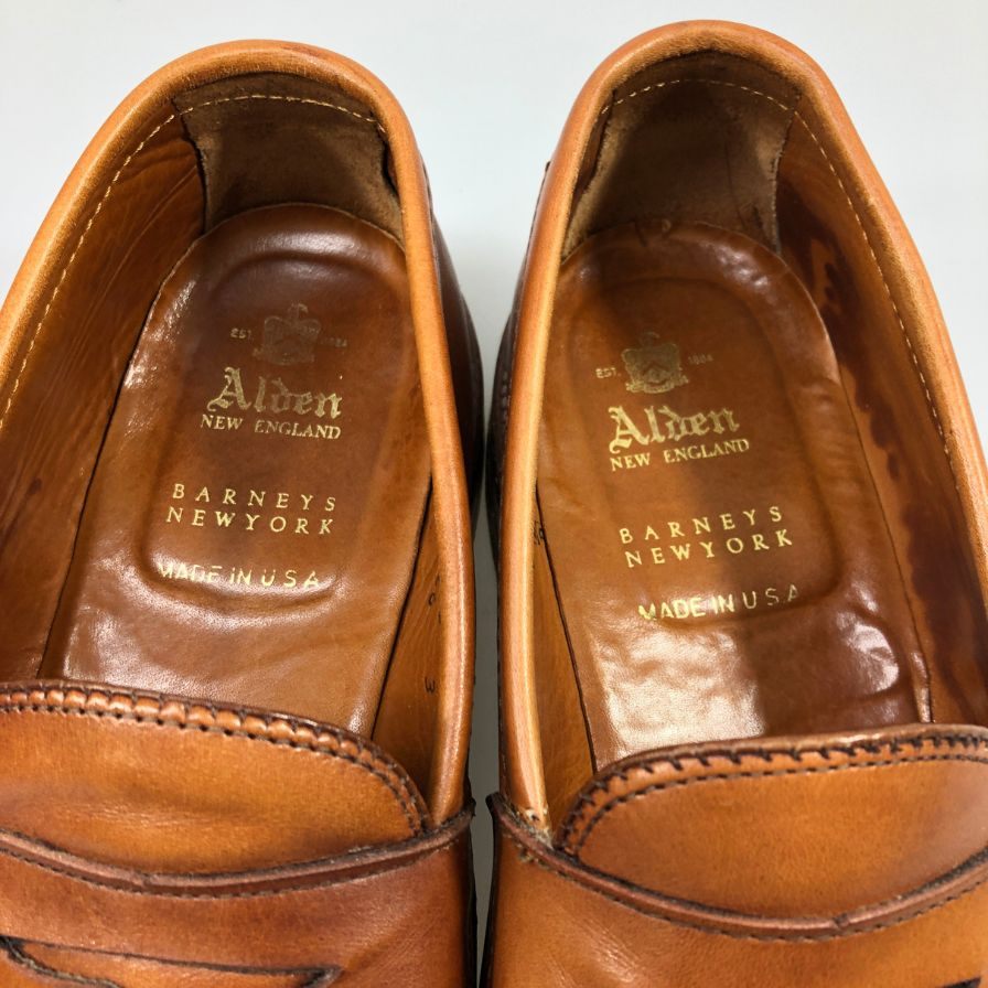 オールデン ペニーローファー カーフレザー メンズ ライトブラウン サイズ8D 99266 Alden 約26.0cm【AFD15】