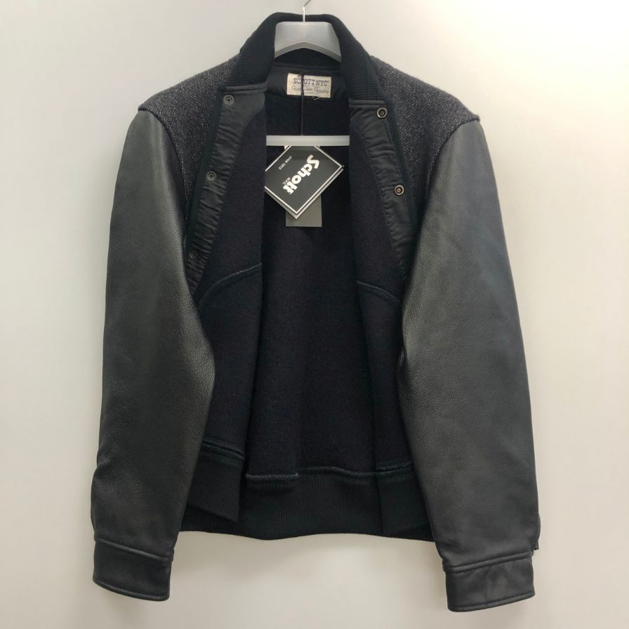 極美品◆ショット 782-4252010 ビーチクロス スタジャン ネイビー×ブラック サイズM Schott 【AFG1】