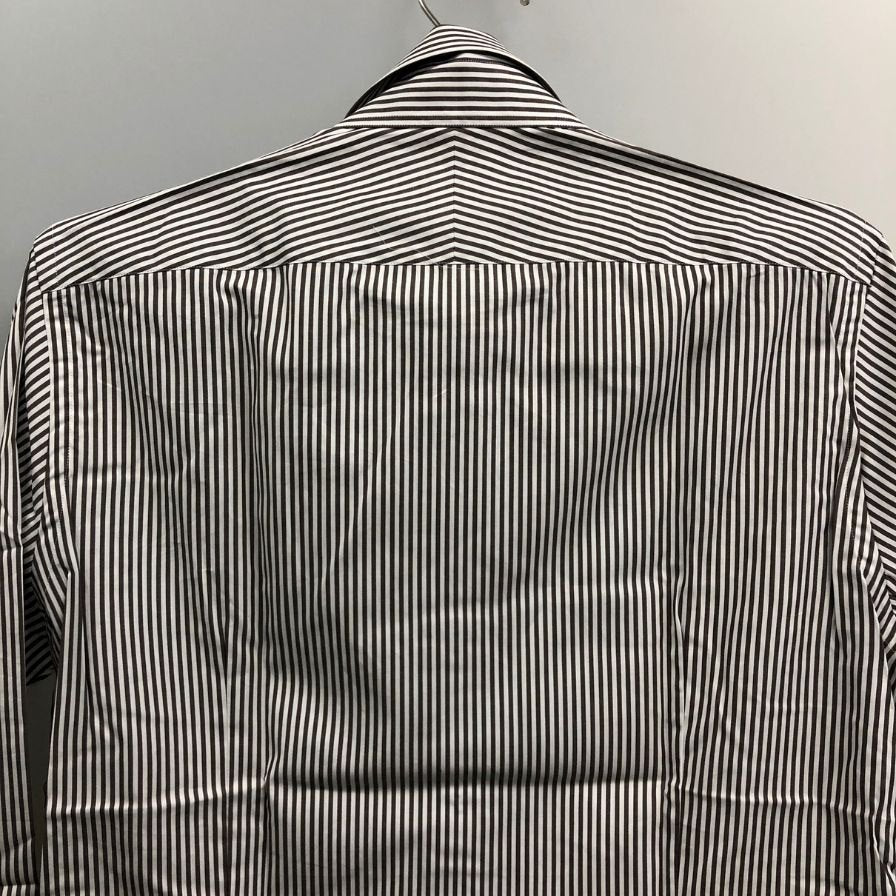 美品◆ビームスエフ ストライプ柄 Yシャツ メンズ サイズ39 ブラック×ホワイト BEAMS F 【AFB43】