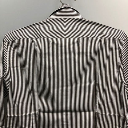 美品◆ビームスエフ ストライプ柄 Yシャツ メンズ サイズ39 ブラック×ホワイト BEAMS F 【AFB43】