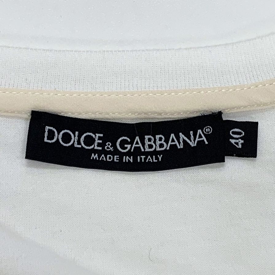 美品◆ドルチェ&ガッバーナ  Tシャツ ロゴ ラインストーン レデイース サイズ40 ホワイト D&G DOLCE&GABBANA 【AFB26】