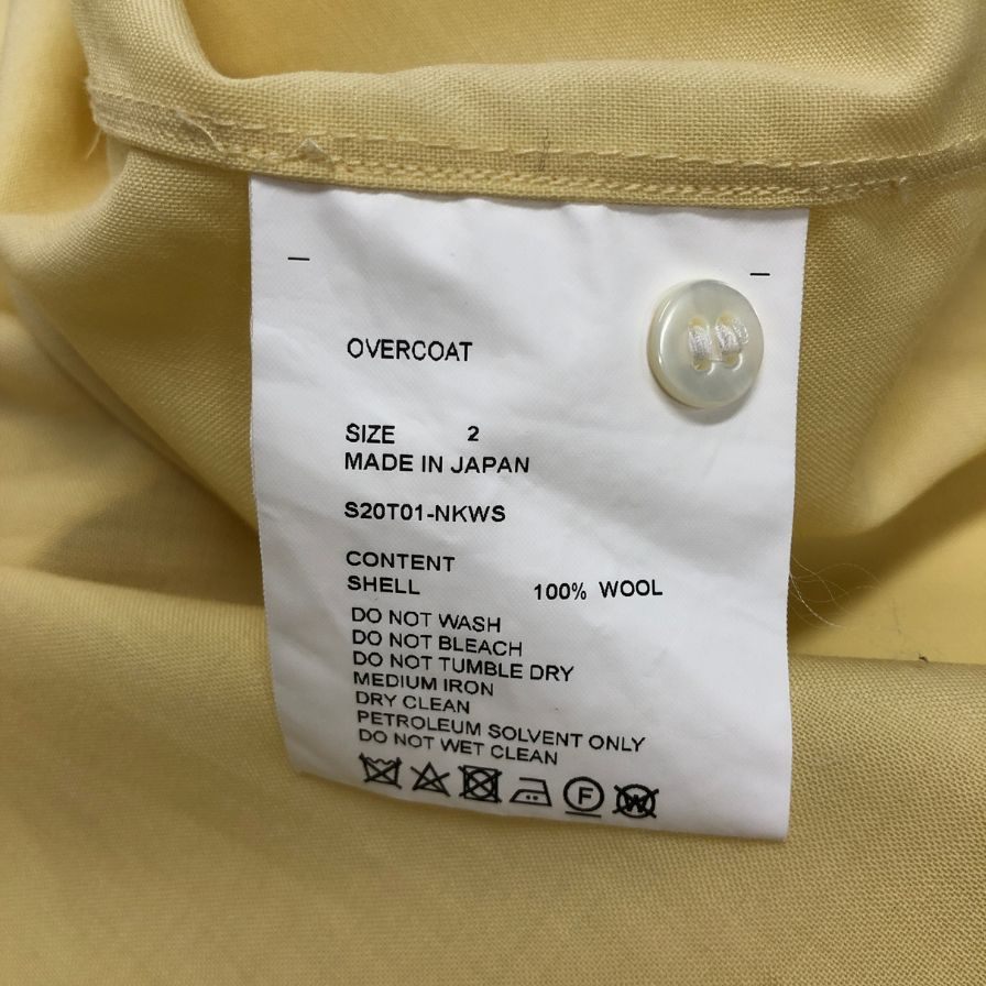 美品◆オーバーコート ウール 長袖シャツ 20ss イエロー メンズ サイズ2 OVERCOAT 【AFB28】