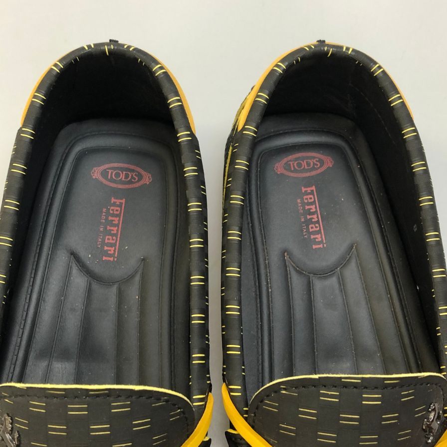 トッズ フェラーリ ドライビングシューズ スリッポン ゴンミーニ 総柄 ブラック サイズUK8 TOD`S Ferrari 約27.0cm【AFD15】