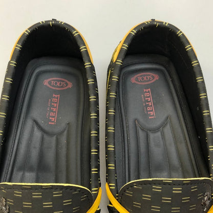 トッズ フェラーリ ドライビングシューズ スリッポン ゴンミーニ 総柄 ブラック サイズUK8 TOD`S Ferrari 約27.0cm【AFD15】