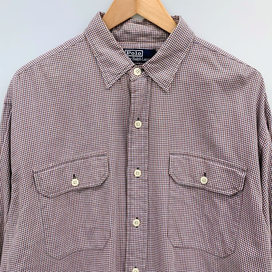 美品◆ポロ バイ ラルフローレン ワークシャツ ダブルポケット チェック メンズ サイズL POLO BY RALPH LAUREN 【AFB10】