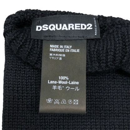 ディースクエアード 手袋 ニット ロゴプレート ウール レディース ブラック DSQUARED2
