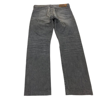ダブルアールエル ラルフローレン デニムパンツ ストレート 革パッチ ボタンフライ グレー メンズ サイズ W29 L30 RRL RALPH LAUREN 【AFB39】