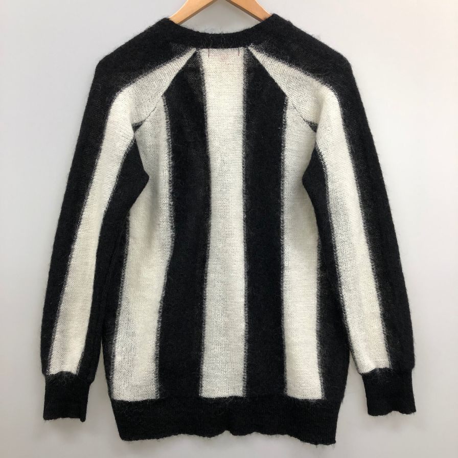 美品◆シュプリーム ストライプド モヘア カーディガン 2013AW ユニセックス サイズS ブラック×ホワイト Supreme 【AFB35】