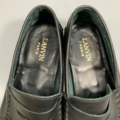 ランバン ドライビングシューズ カーフ コインローファー アンラインド ブラック サイズUK7 LANVIN 約26.0cm【AFC9】