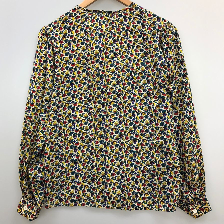 美品◆イヴ サンローラン ブラウス 総柄 シルク デザイン 長袖 カットソー マルチカラー レディース サイズ34 YVES SAINT LAURENT 【AFB6】