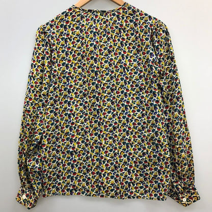 美品◆イヴ サンローラン ブラウス 総柄 シルク デザイン 長袖 カットソー マルチカラー レディース サイズ34 YVES SAINT LAURENT 【AFB6】