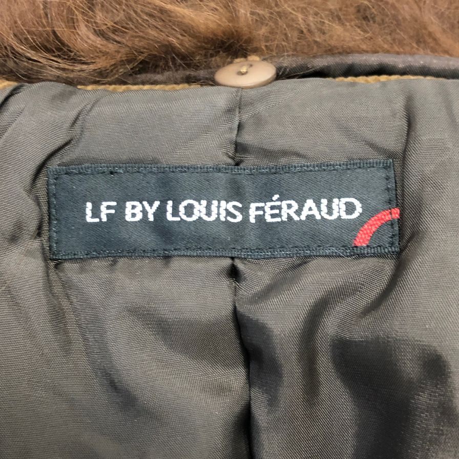 美品◆ルイ フェロー ジャケット コーデュロイ ニット切替 ラインストーン チベットラムファー ブラウン サイズ38 Louis Feraud 【AFG1】
