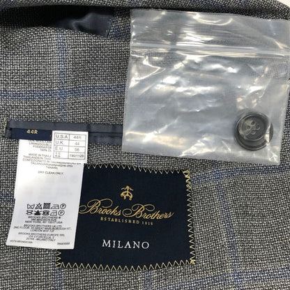 美品◆ブルックス ブラザーズ テーラードジャケット シングル グレー チェック柄 MILANO サイズ44 メンズ Brooks Brothers 【AFA16】