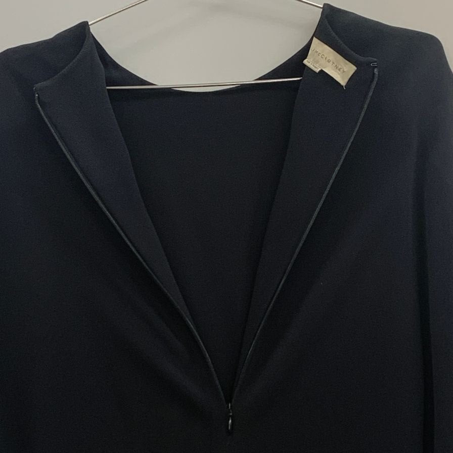 美品◆ステラ マッカートニー ワンピース 長袖 ポリエステル 花柄 切替 ブラック レディース サイズ38 STELLA McCARTNEY 【AFB20】